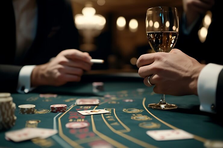 Live blackjack table with dealer and player interface